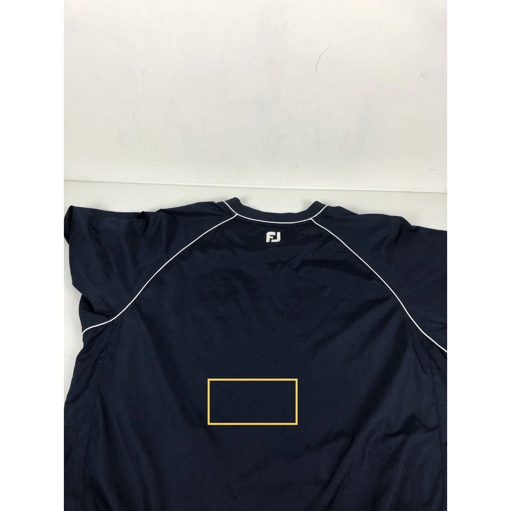 Footjoy Men Large Wind Shirt Blue Short Sleeve V Neck Polyester Golf Lightweight